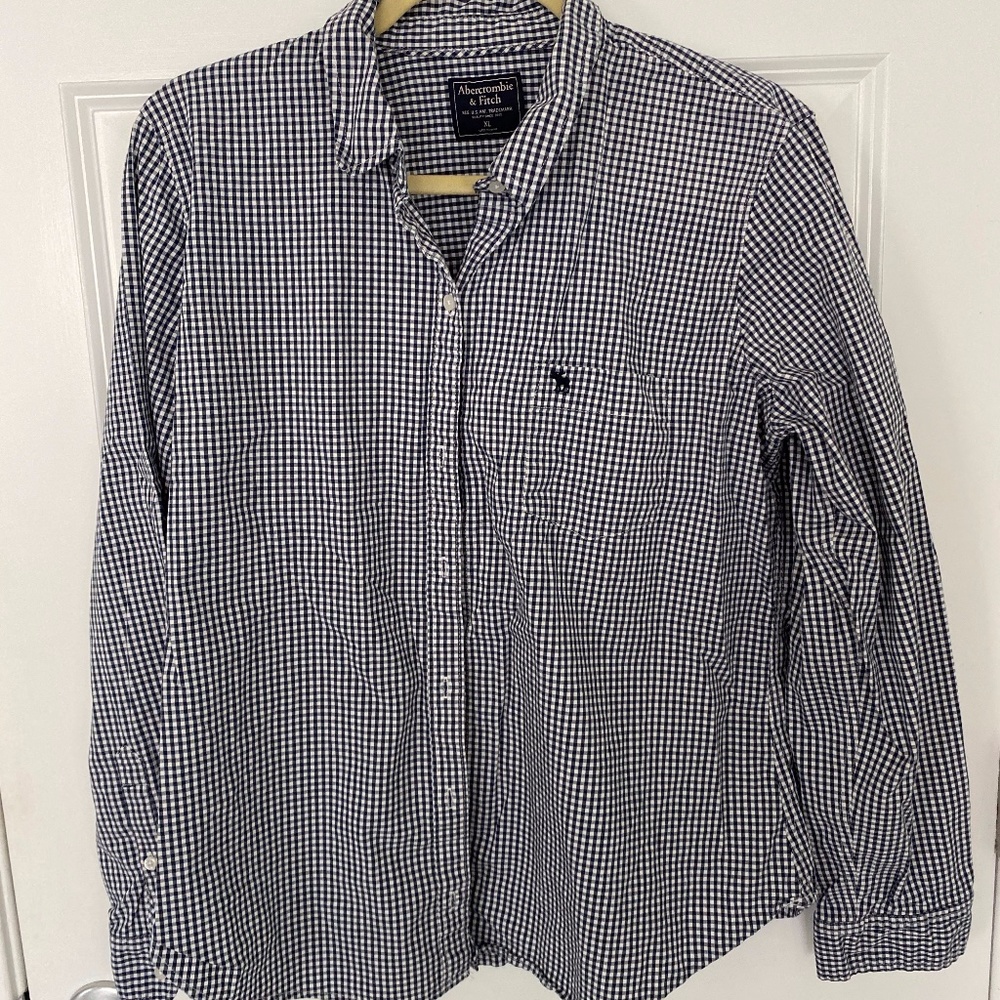 Abercrombie navy check button-down